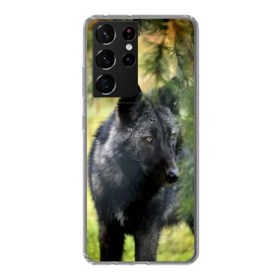 Produktbild von MuchoWow® Handyhülle Schutzhülle Hülle für Samsung Galaxy S21 Ultra Wolf - Makro - Blätter Silikon Softcase Handy Hülle - Mobiltelefon