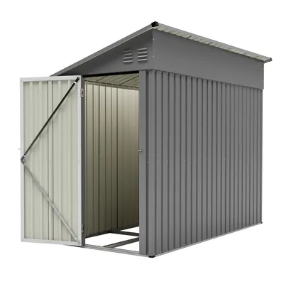 Produktbild von Metall Geräteschuppen Gerätehaus mit Fundament mit Pultdach Wand Geräteschuppen Schuppen 6m³ Grau mit Handschuhe