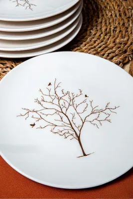 Imagen del producto de Hermia Concept, Hayat Agaci, Juego de platos de postre (de 6 piezas), blanco, porcelana, 20 x 20 x 2 cm