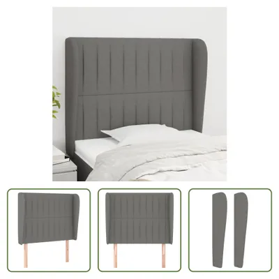 Produktbild von The Living Store Kopfteil mit Ohren Dunkelgrau 103x23x118/128 cm Stoff
