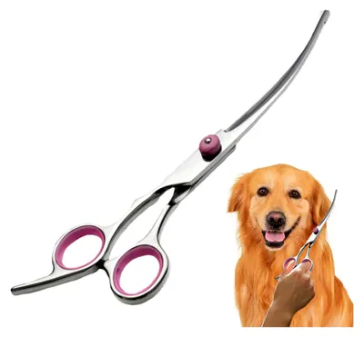 Produktbild von Hundehaarschere für die Pflege, gebogene Hundepflegeschere aus Edelstahl