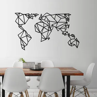 Obrázok produktu pre Wallity, Kovová mapa sveta 4 - čierna, dekorácia na stenu, čierna, kov, 140 x 80 cm