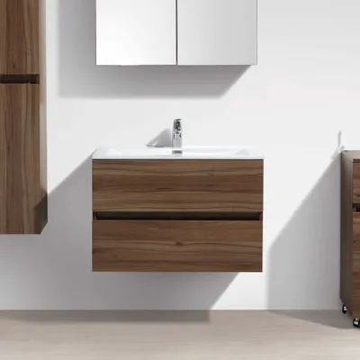 Produktbild von Waschtisch + Unterschrank 80cm montiert Nussbaum SIENA