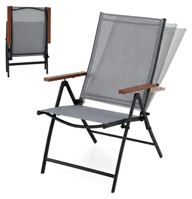 Produktbild von COSTWAY Gartenstühle Hochlehner 2er Set, Klappstühle mit 5-Fach verstellbarer Rückenlehne, Balkonstühle bis 150kg, Terrassenstühle wetterfest klappbar