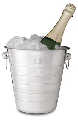 Champagnerkühler Edelstahl Ø 21,5 cm Silber mit Henkel