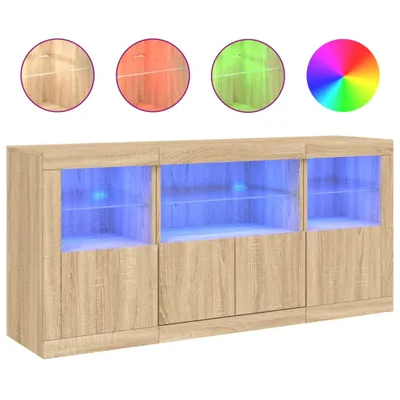 Obrázek produktu pro Příborník s LED osvětlením dub sonoma 142,5 x 37 x 67 cm