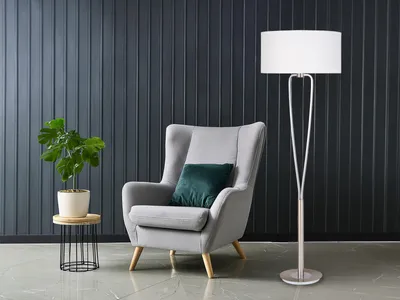 Produktbild von Designer LED Stehlampe mit Stoff Schirm Wohnzimmer Schlafzimmer Büro Esszimmer
