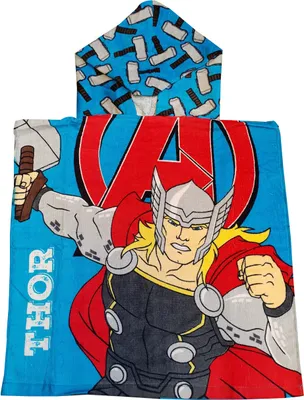 Produktbild von Avengers "Thor" Bade-Poncho mit Kapuze aus 100% Baumwolle 75x50cm