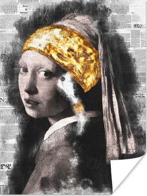 Produktbild von MuchoWow® Poster Das Mädchen mit dem Perlenohrring - Vermeer - Collage 120x160 cm - Wandbilder