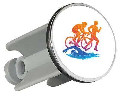 Produktbild von Huuraa Waschbeckenstöpsel Triathlon bunte Silhouette 4cm höhenverstellbar Abflussstopfen Geschenkidee