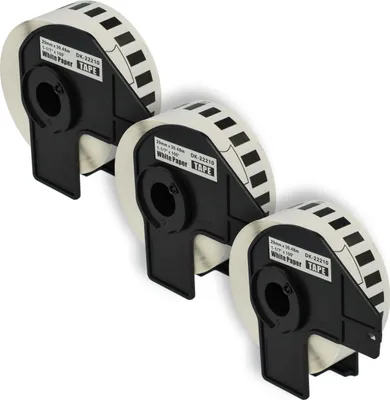 Produktbild von vhbw 3x Rolle mit Halter 29mm x 30,48m (1 Etikette) kompatibel mit Brother PT QL-710W, QL-720, QL-580N, QL-650, QL650TD, QL-700, QL-710 Drucker Weiß