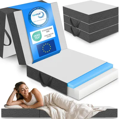 Immagine prodotto di Materasso pieghevole ELONEO Premium Visco 75x200 cm, altezza extra 15 cm, materasso pieghevole per ospiti, materasso pieghevole, materasso pieghevole, cubo per dischi intervertebrali, materasso da viaggio, letto pieghevole per ospiti, letto pieghevole lavabile