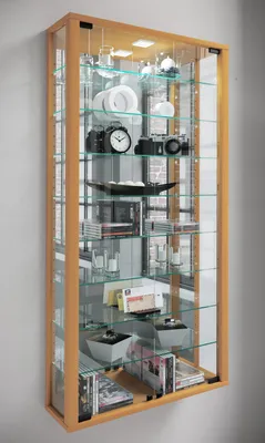 Produktbild von VCM Glasvitrine hängend | Vitrine Glas mit ESG-Sicherheitsglas | Maße ca. H. 115 xx B. 59 x T. 18 cm| Hängevitrine Glas | Modern und platzsparend | Glas Vitrinenschrank - Vitrosa Maxi Spiegel