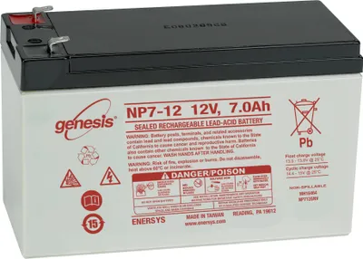 Image de Batterie EnerSys Genesis HK-NP7-12 / NP7-12 AGM, 12V, 7Ah – Bornes Faston 4,8 mm