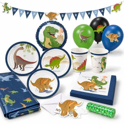 Produktbild von Fröhliche Dinosaurier Partyset Kindergeburtstag Party Deko