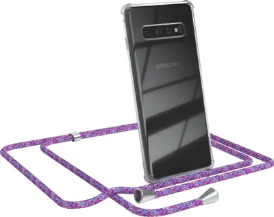 Produktbild von EAZY CASE Handykette kompatibel mit Samsung Galaxy S10, Handyhülle mit Umhängeband, Handykordel, Schutzhülle Clear, Band in Bunt