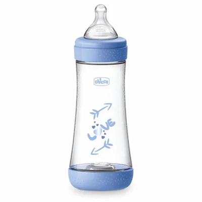Image de Chicco Perfect Biberon en silicone, 300 ml, Bleu, 4 mois et +