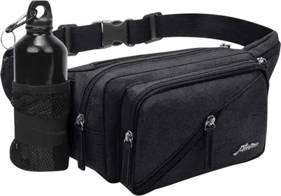 Produktbild von Gürteltasche mit Flaschenhalter, Sport Bauchtasche, Hüfttasche für Wandern Reise Camping, Schwarz