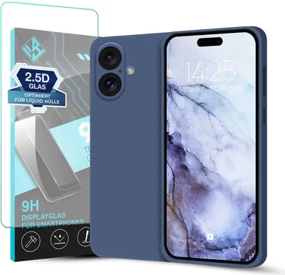 Produktbild von Hülle für Apple iPhone 17 mit 9H Displayglas Displayschutz Plus Case Cover Bumper Silikon Softgrip Schutzhülle Farbe: Lavendelblau