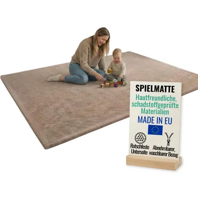 Produktbild von Pillows24 – Krabbelmatte Baby 150x200 cm | 3 cm Dick Spielmatte Kinder, Kinderteppich | Rutschfest & Pflegeleicht, Weiche Krabbeldecke | Spielteppich