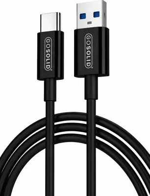 Produktbild von GO SOLID! USB auf USB-C Ladekabel kompatibel mit Samsung & iPhone 2 m - Schwarz