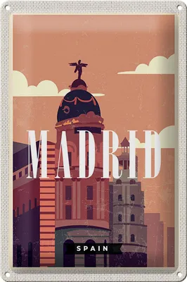Produktbild von Blechschild Reise 20x30cm Madrid Spain Retro Vintage Reiseziel