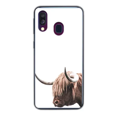 Produktbild von MuchoWow® Handyhülle Schutzhülle Hülle für Samsung Galaxy A40 Schottischer Highlander - Kopf - Weiß Silikon Softcase Handy Hülle - Handy-Tasche