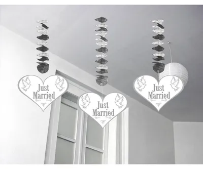 Produktbild von Just Married Hochzeit Hängedeko Herzen 3 Stück