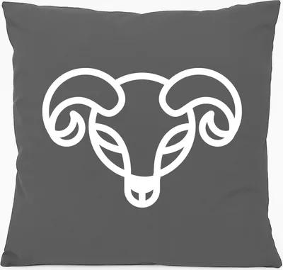 Produktbild von Huuraa Kissen Widder Sternzeichen Symbol 40x40cm mit Füllung Steel Grey Baumwolle Dekokissen Geschenkidee