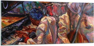 Produktbild von Bilder auf glas - Jazz Musik Band - 120x50cm - Glasbilder - Wandbilder - Kunstdruck - zum Aufhängen bereit - Wanddekoration aus Glas - Glas Bilder - Wandbild auf Glas - Einteilig - GAB120x50-3481