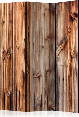 Produktbild von 3-teiliger Doppelseitiger Vlies Paravent - Wooden Chamber 135x172 cm Muster f-B-0062-z-b