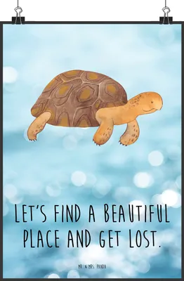 Produktbild von Mr. & Mrs. Panda Bild Schildkröte Marschieren DIN A3 - Oceanblue - Geschenk, Inspiration, Plakat, Kunstdruck, Neustart, Abenteuer, Wanddekoration, wanddeko, drucke, Meer