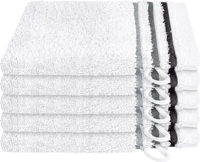 Produktbild von Schiesser Frottier Waschhandschuh Skyline Color im 5er Set | 100% Baumwolle aus nachhaltiger Produktion | saugstark, weich, farbecht | 16x22cm | Weiß