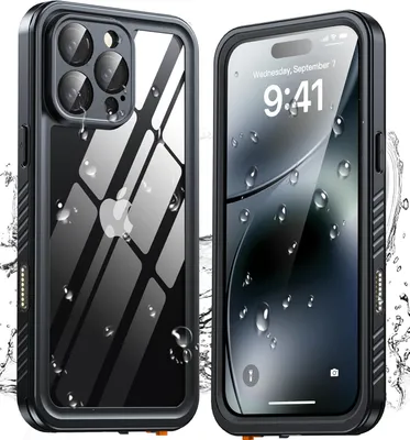 Produktbild von Für iPhone 16 Pro Max Wasserdicht Hülle 360 Grad Schutz Outdoor Rundumschutz IP68 er Ganzkörperschutz, Unterwasserschutzhülle Schwarz