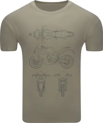 Produktbild von Diarbo Herren T-Shirt mit Blaupausen Druck Sportmotorrad Khaki Gr.M