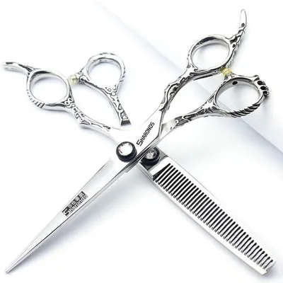 Produktbild von Friseurschere 6.5 Zoll 2er Set 440c Edelstahl Haarschneideschere Verdünnungsschere