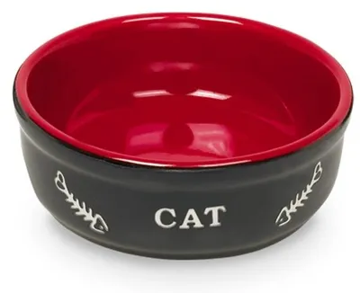 Immagine prodotto di Ciotola per gatti in Vetroceramica "CAT" Ø13,5 X 5 cm nero / rosso