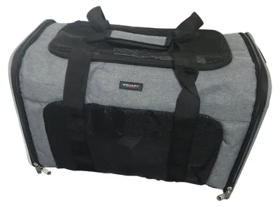 Hundetransporttasche für Reisen, Medium, Grau, Nylon, 40x24x26 cm