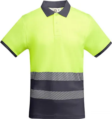 Produktbild von Roly Workwear HV9318 | Poloshirt Atrio Shortsleeve Poloshirt Herren - Farbe: Lead 23/Fluor Yellow 221 - Größe: 4XL