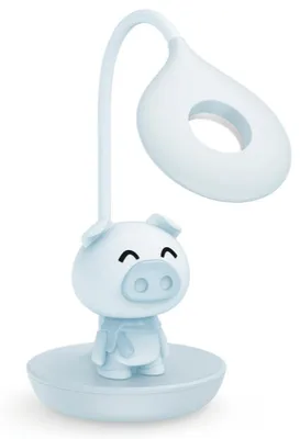 Imagen del producto de Luxus Europe - Lámpara de noche para niños, diseño Piggy Mini, color azul - Lámpara de noche LED inalámbrica para niños, recargable mediante USB-C