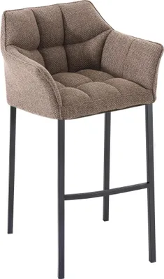 Produktbild von CLP Barhocker Damaso Stoffbezug mit Vierfußgestell aus Metall bis 240 kg belastbar | Farbe terrabraun Gestell Farbe schwarz