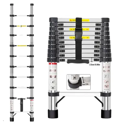Imagen del producto de Escalera telescópica, acero de alta resistencia, capacidad de carga de 150 kg, 3.2 metros