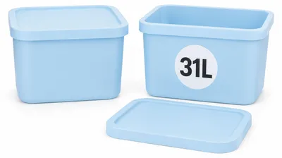 Produktbild von Plastard Aufbewahrungsbox mit Deckel 2er-Set 31 Liter in Blau