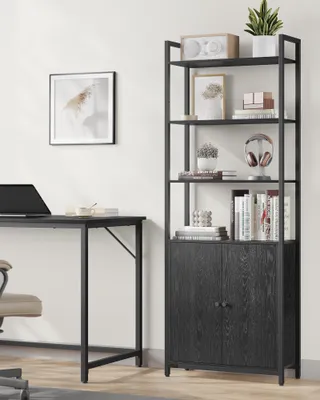 Produktbild von VASAGLE Bücherregal, 6 Ebenen, Regal, Standregal mit Türen, Metallrahmen, verstellbaren Ablagen