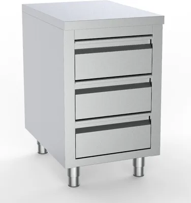Produktbild von CHEFGASTRO 700 Arbeitstisch Edelstahl mit 3 Schubladen 500 BxTxH 500x700x850 mm
