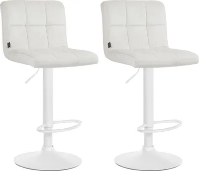 Immagine prodotto di set di 2 sgabelli da bar in velluto - Sgabello - Regolabile in altezza e ruotabile a 360° | Colore: crema | Colore base: bianco