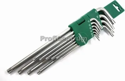Immagine prodotto di Jonnesway Set di 10 pezzi di chiavi Torx tipo "L" extra lunghe H12S110S