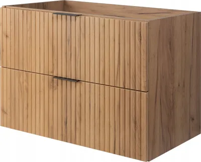 Produktbild von Rodan | Waschbeckunterschrank - 80cm | Braun matt - Eiche | B/H/T 80/57/46cm | 2 Softclose-Schubladen | Badezimmerschränke, Badmöbel, Unterschränke