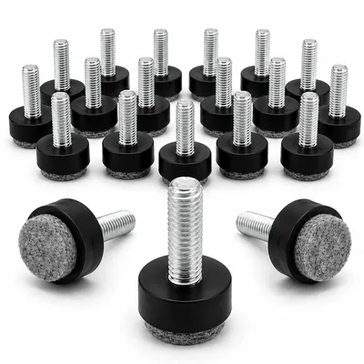 Produktbild von 20er Set Möbel Stellfüße M6, höhenverstellbar, mit Filz, Möbelfüße zum Schrauben, Bodenschutz für Schrank, Tisch, Stuhl & Sofa, 16x22mm