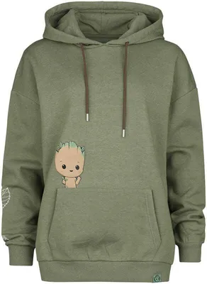 Produktbild von Guardians Of The Galaxy Kapuzenpullover Damen Groot - Oversize dunkelgrün meliert XXL